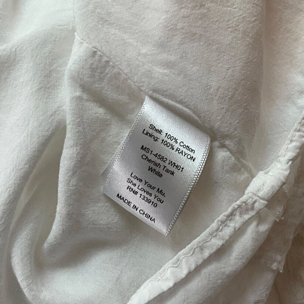 Show Me Your Mumu Size M Cherish Tank Top White Button Ruffle 100% Cotton - Picture 10 of 12